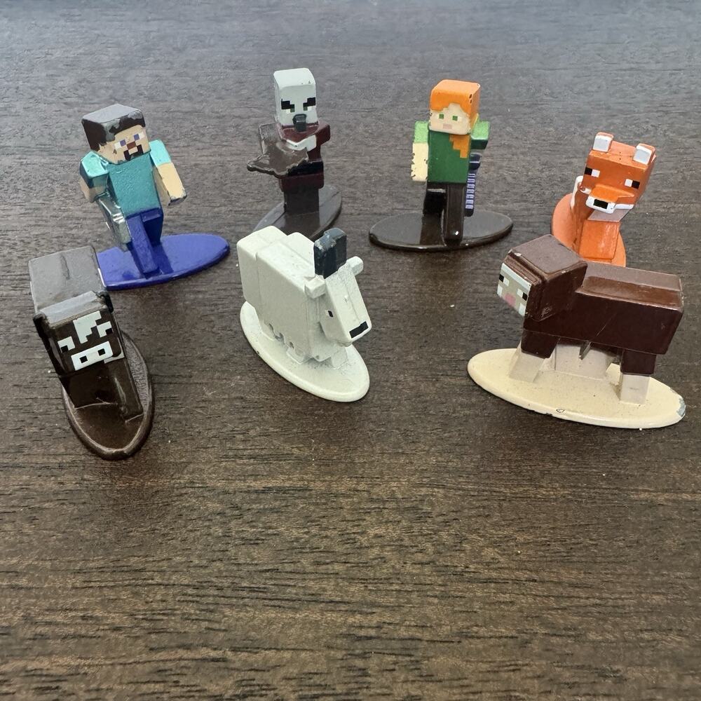 Minecraft Jada Nano Metal Miniature Figures Lot of 7 Die Cast 1.65” Collectible